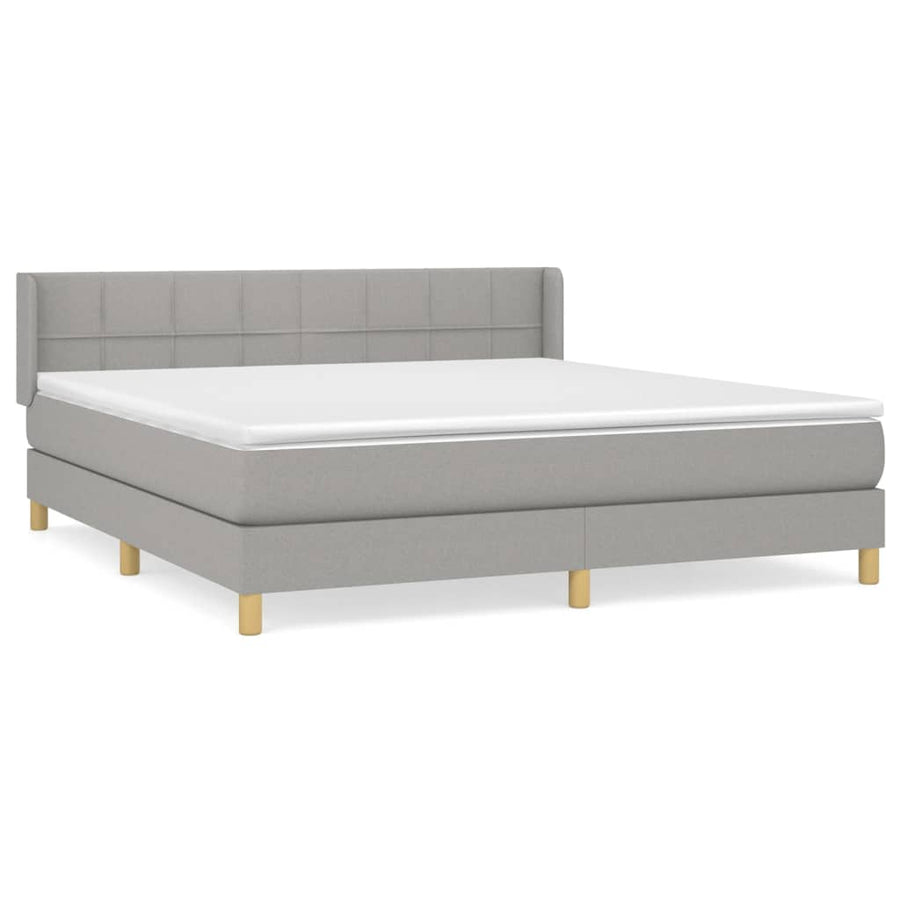 Boxspring Met Matras Stof Lichtgrijs 180 x 200 cm Blok met vierkanten