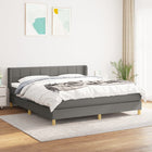 Boxspring Met Matras Stof Donkergrijs 180 x 200 cm Blok met vierkanten