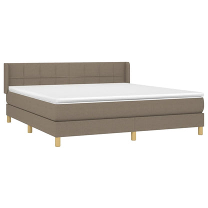 Boxspring Met Matras Stof Taupe 180 x 200 cm Blok met vierkanten