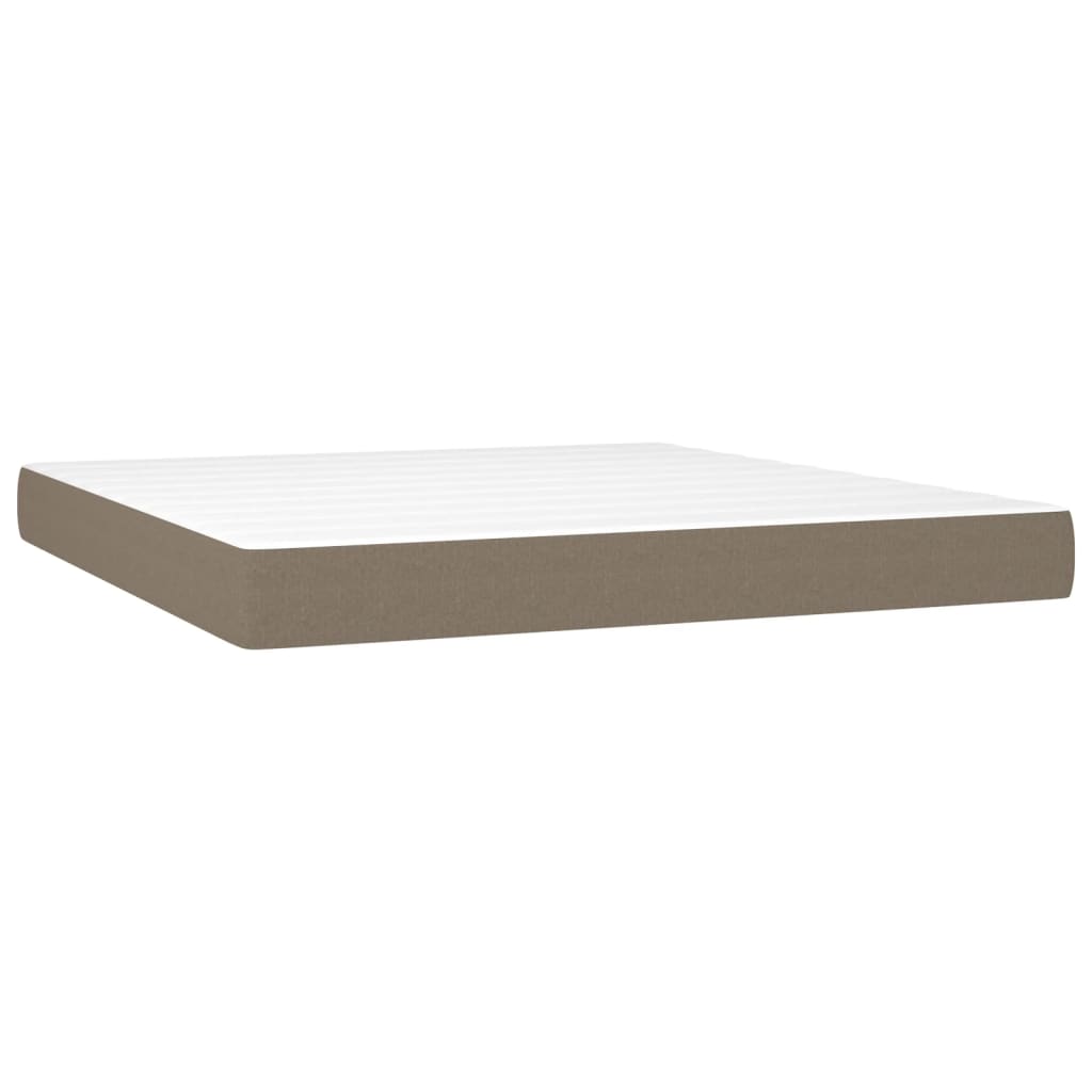 Boxspring Met Matras Stof Taupe 180 x 200 cm Blok met vierkanten