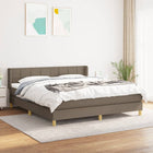 Boxspring Met Matras Stof Taupe 180 x 200 cm Blok met vierkanten