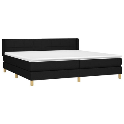 Boxspring Met Matras Stof Zwart 200 x 200 cm Blok met vierkanten