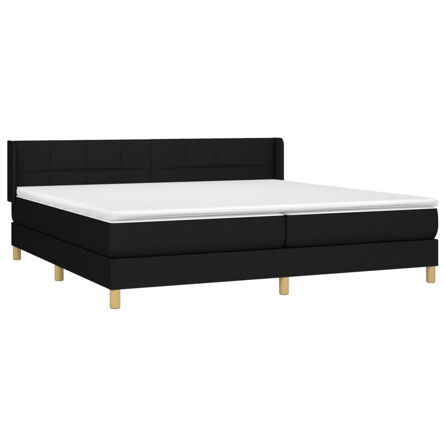 Boxspring Met Matras Stof Zwart 200 x 200 cm Blok met vierkanten