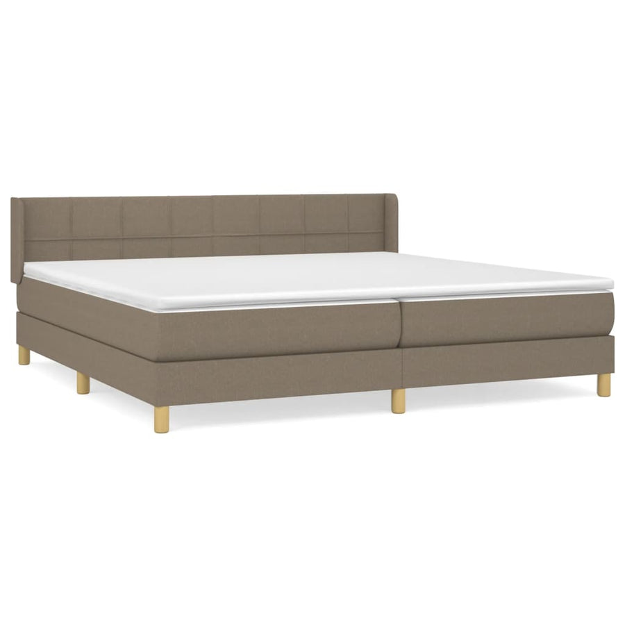 Boxspring Met Matras Stof Taupe 200 x 200 cm Blok met vierkanten