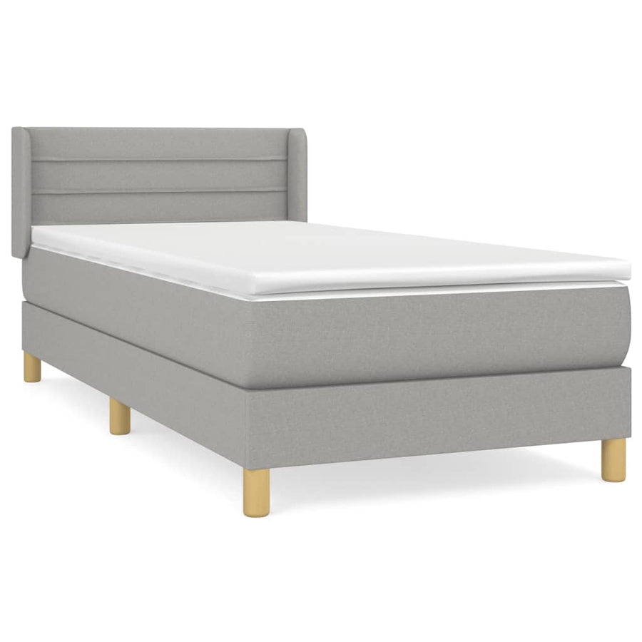 Boxspring Met Matras Stof Lichtgrijs 80 x 200 cm Horizontale strepen