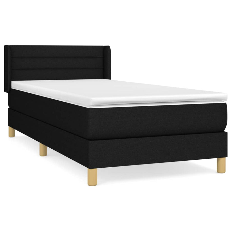 Boxspring Met Matras Stof Zwart 80 x 200 cm Horizontale strepen