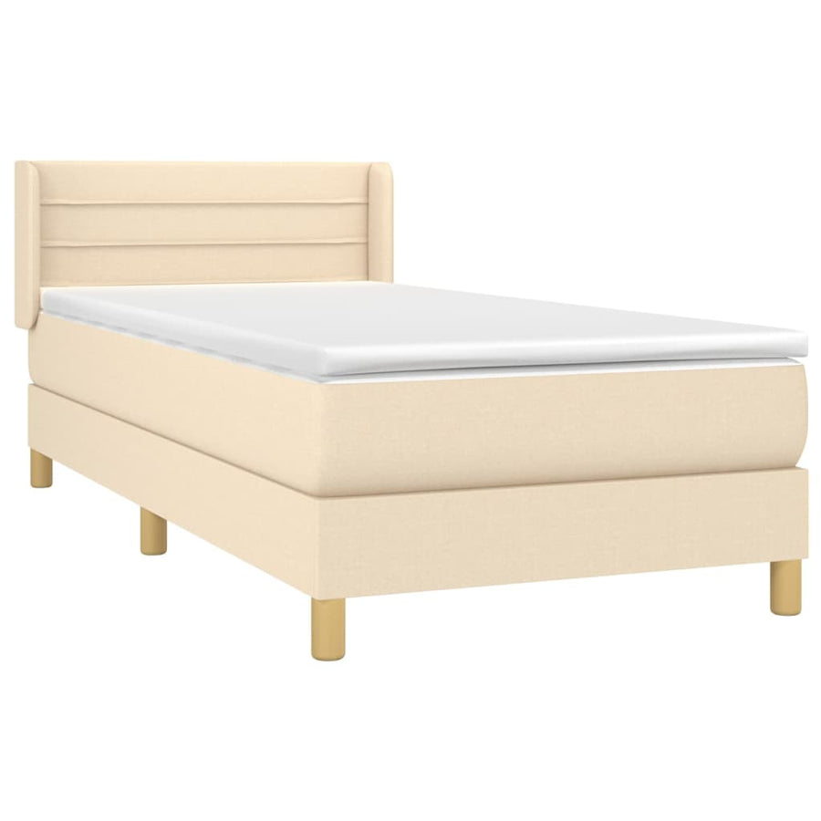 Boxspring met matras stof crèmekleurig 80x200 cm 80 x 200 cm Crème
