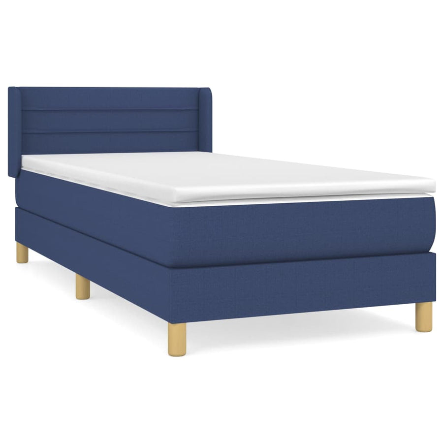 Boxspring Met Matras Stof Blauw 80 x 200 cm Horizontale strepen