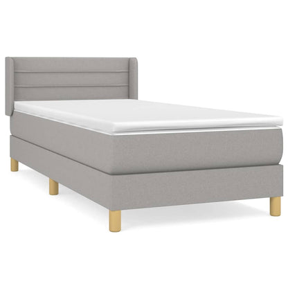 Boxspring Met Matras Stof Lichtgrijs 90 x 190 cm Horizontale strepen