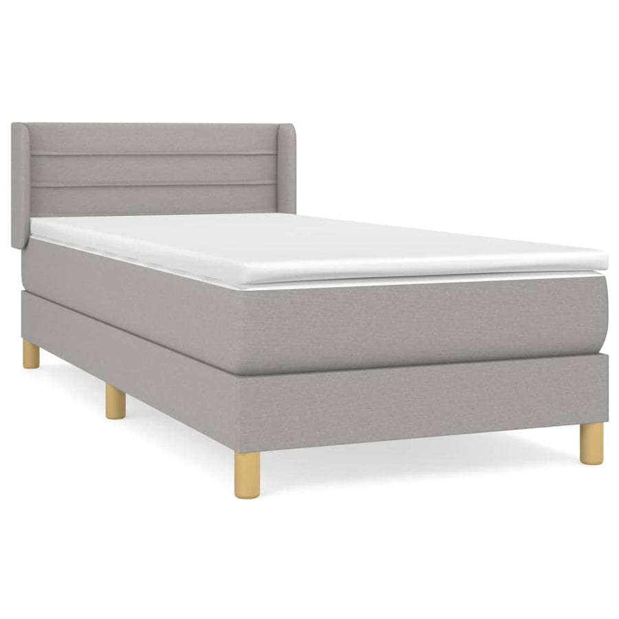 Boxspring Met Matras Stof Lichtgrijs 90 x 190 cm Horizontale strepen