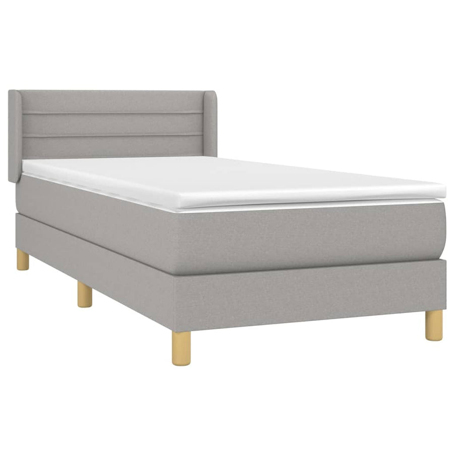 Boxspring Met Matras Stof Lichtgrijs 90 x 190 cm Horizontale strepen