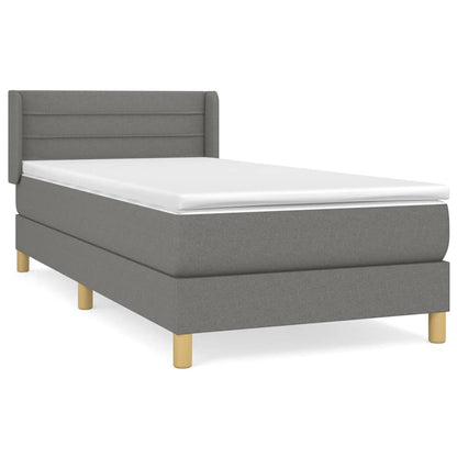 Boxspring Met Matras Stof Donkergrijs 90 x 200 cm Horizontale strepen