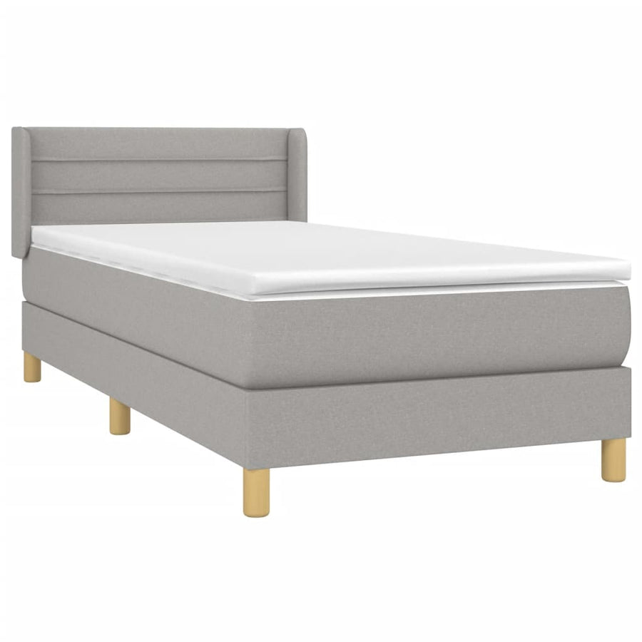 Boxspring Met Matras Stof Lichtgrijs 100 x 200 cm Horizontale strepen
