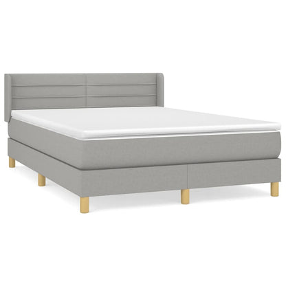 Boxspring Met Matras Stof Lichtgrijs 140 x 190 cm Horizontale strepen