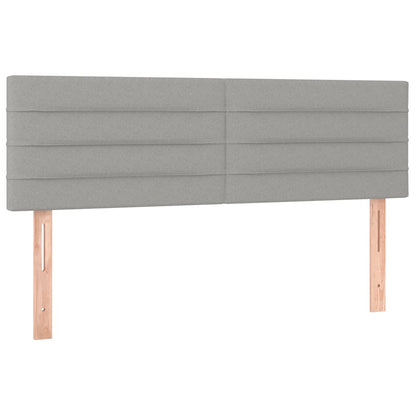 Boxspring Met Matras Stof Lichtgrijs 140 x 190 cm Horizontale strepen