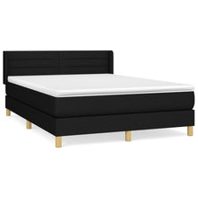 Boxspring Met Matras Stof Zwart 140 x 200 cm Horizontale strepen
