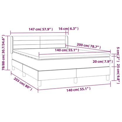 Boxspring met matras stof crèmekleurig 140x200 cm 140 x 200 cm Crème