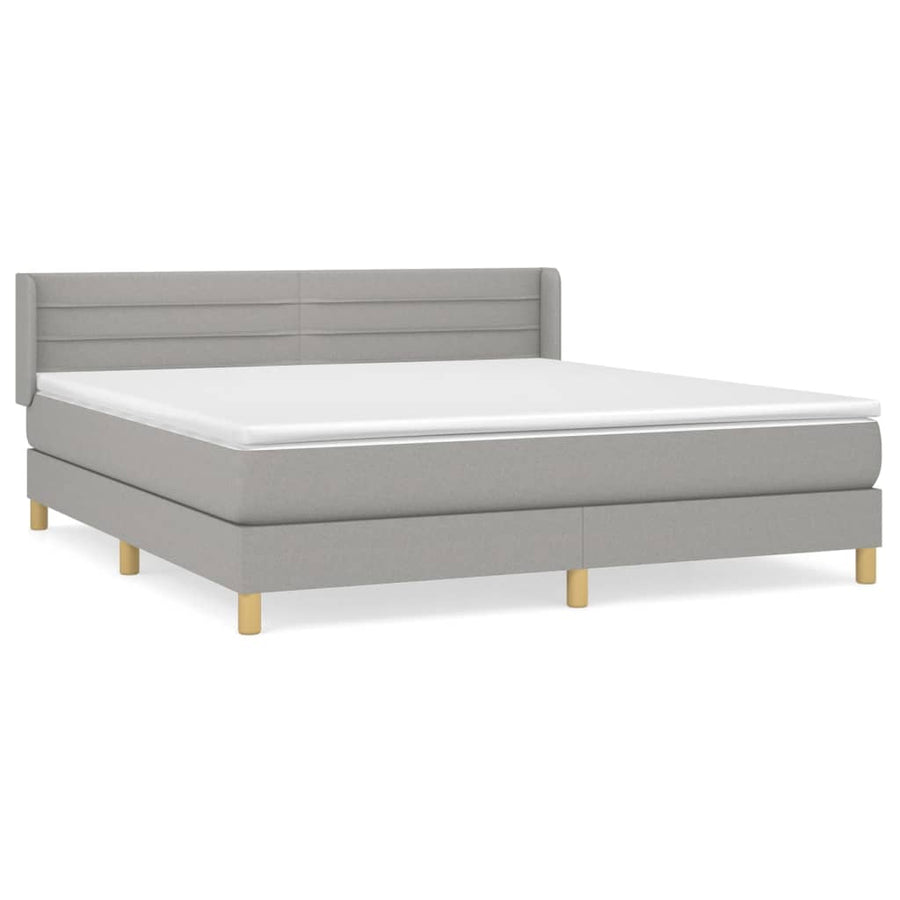Boxspring Met Matras Stof Lichtgrijs 160 x 200 cm Horizontale strepen