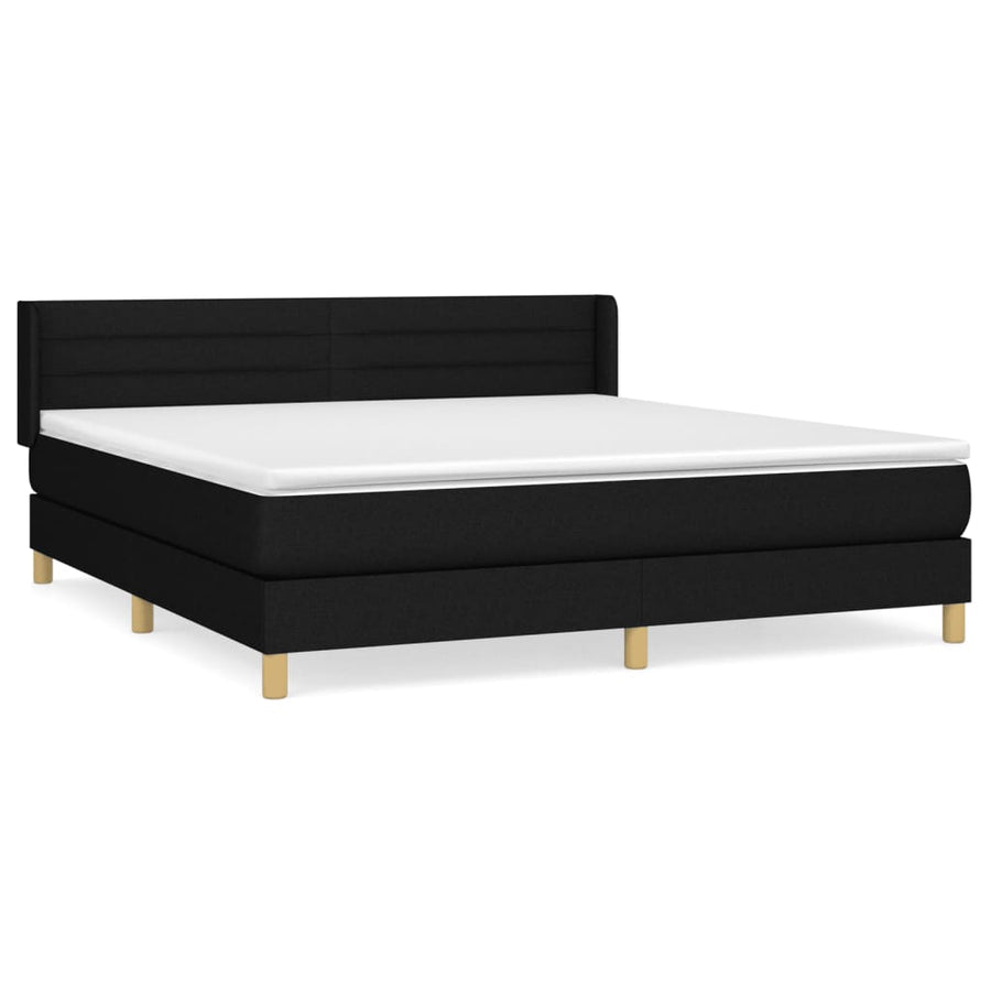 Boxspring Met Matras Stof Zwart 160 x 200 cm Horizontale strepen