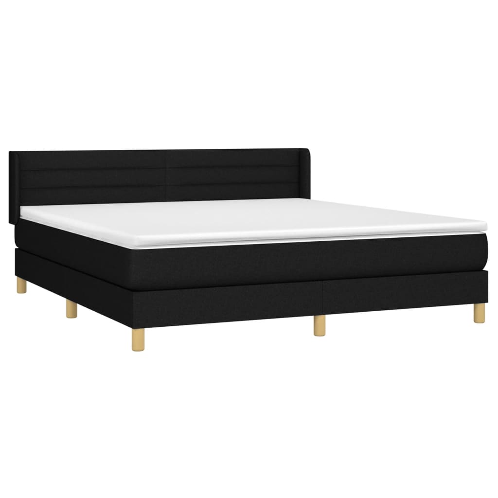 Boxspring Met Matras Stof Zwart 160 x 200 cm Horizontale strepen