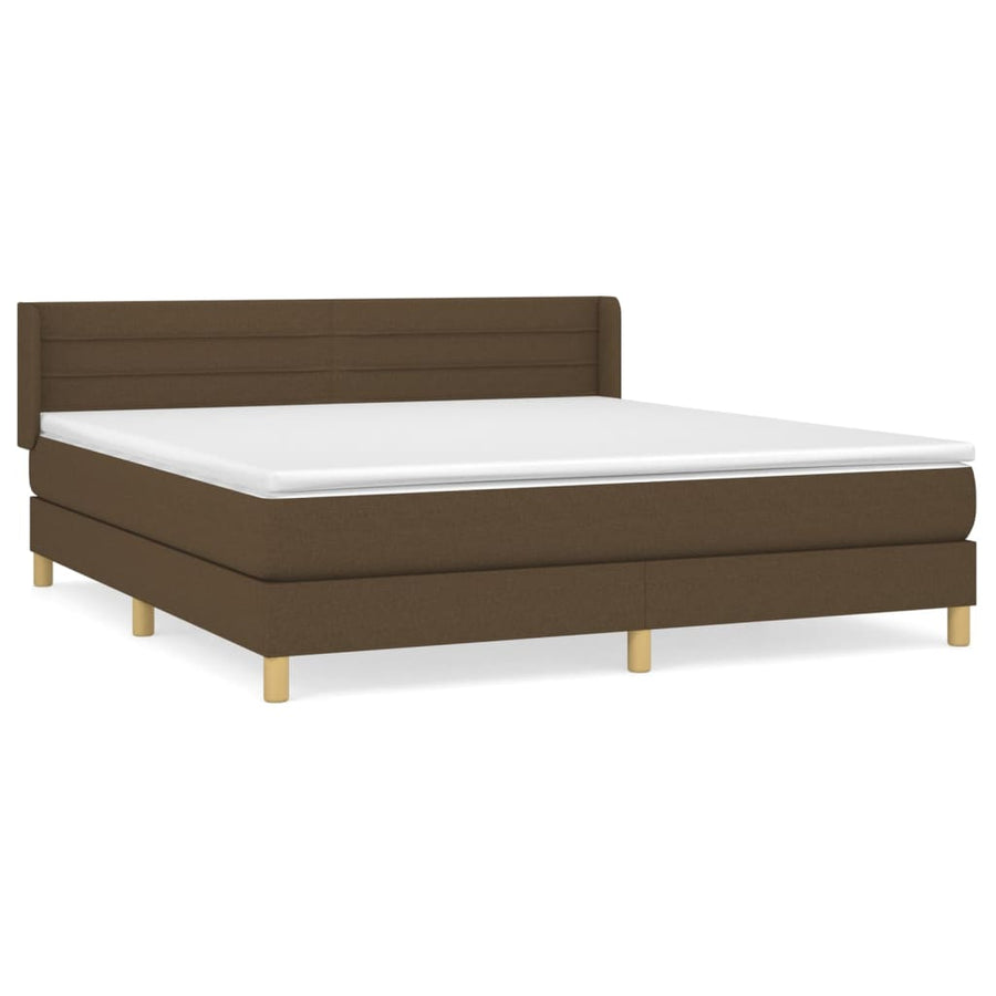 Boxspring Met Matras Stof Donkerbruin 160 x 200 cm Horizontale strepen
