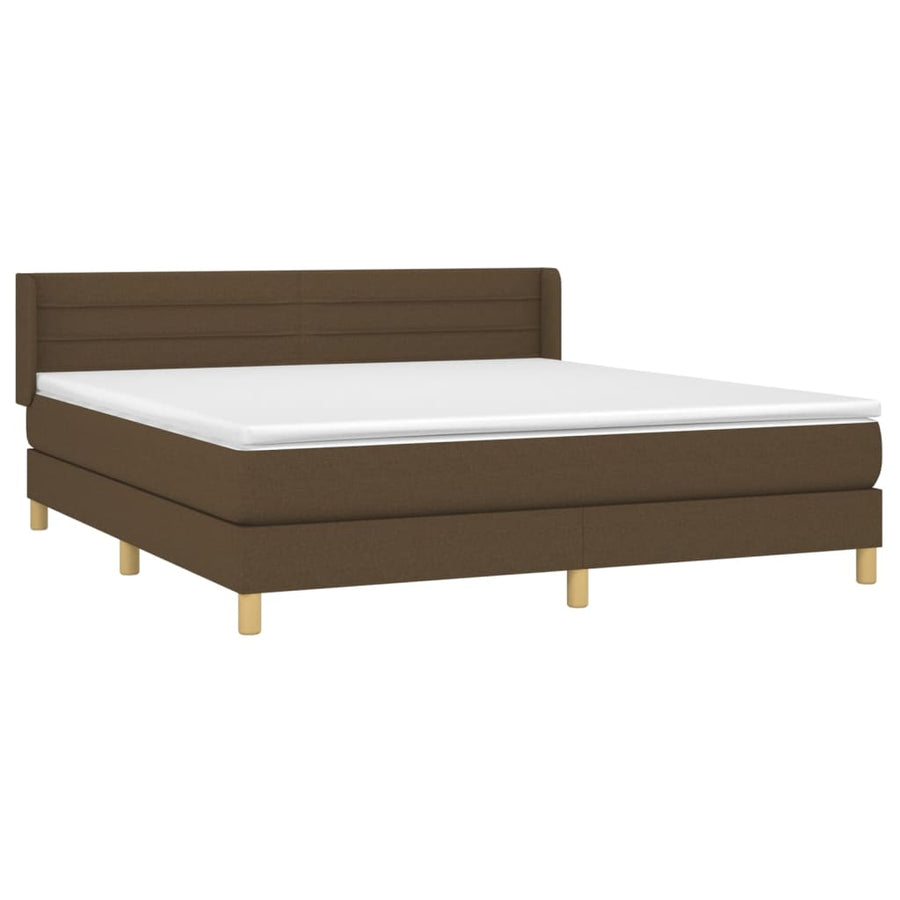 Boxspring Met Matras Stof Donkerbruin 160 x 200 cm Horizontale strepen