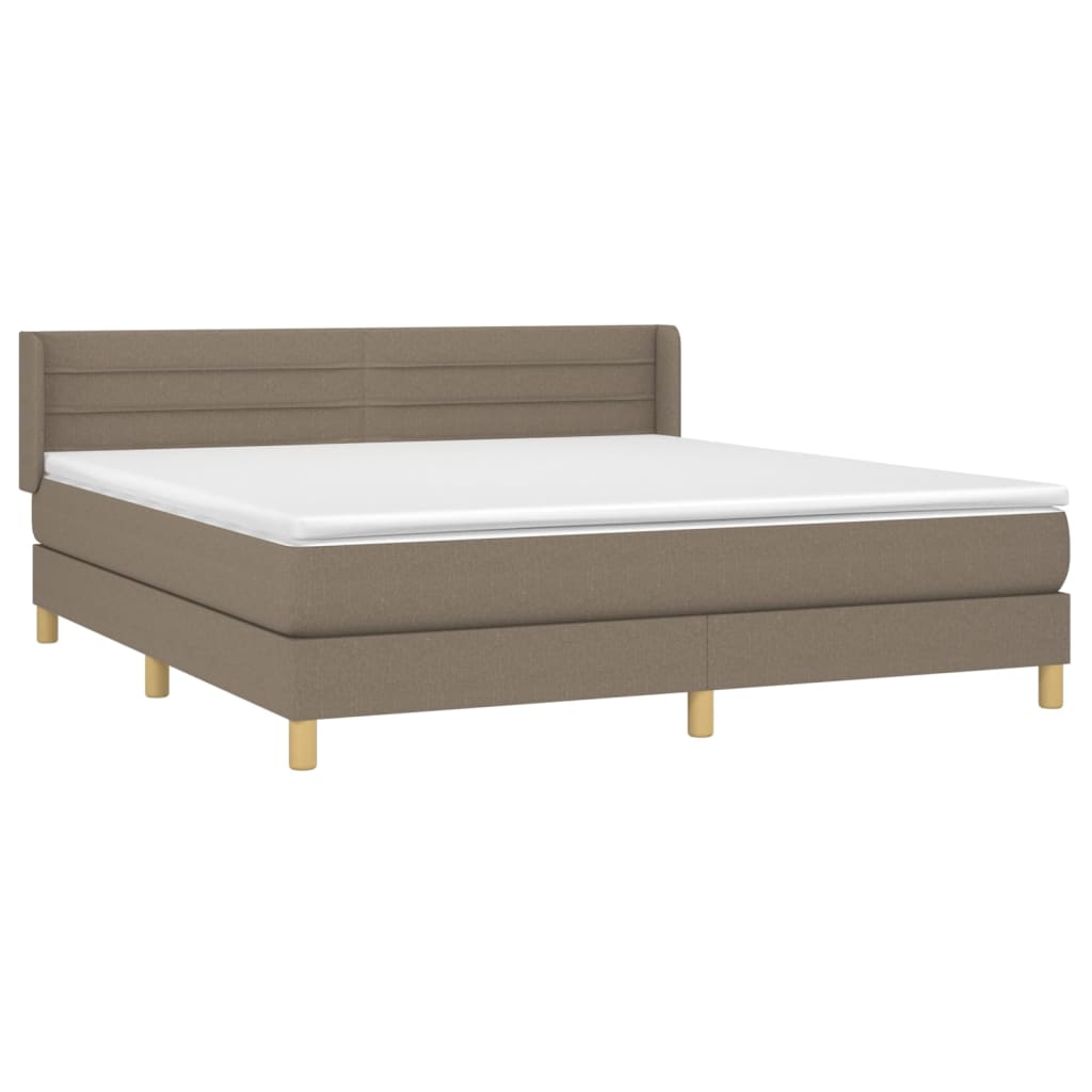 Boxspring Met Matras Stof Taupe 160 x 200 cm Horizontale strepen