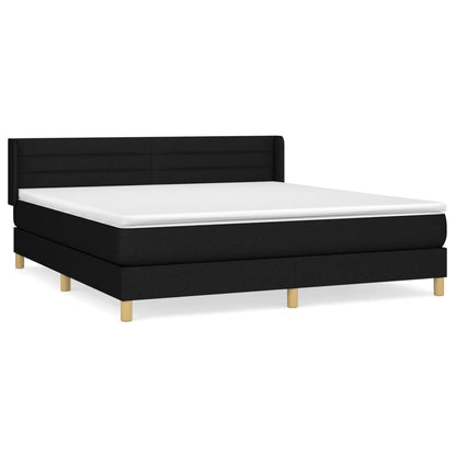 Boxspring Met Matras Stof Zwart 180 x 200 cm Horizontale strepen