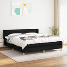 Boxspring Met Matras Stof Zwart 180 x 200 cm Horizontale strepen