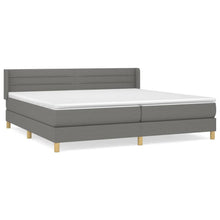 Boxspring Met Matras Stof Donkergrijs 200 x 200 cm Horizontale strepen