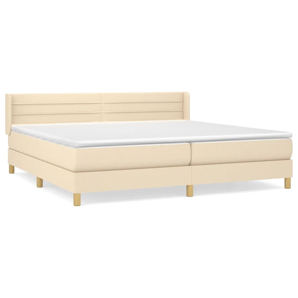Boxspring Met Matras Stof Kleurig Crème 200 x 200 cm Horizontale strepen