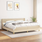 Boxspring Met Matras Stof Kleurig Crème 200 x 200 cm Horizontale strepen