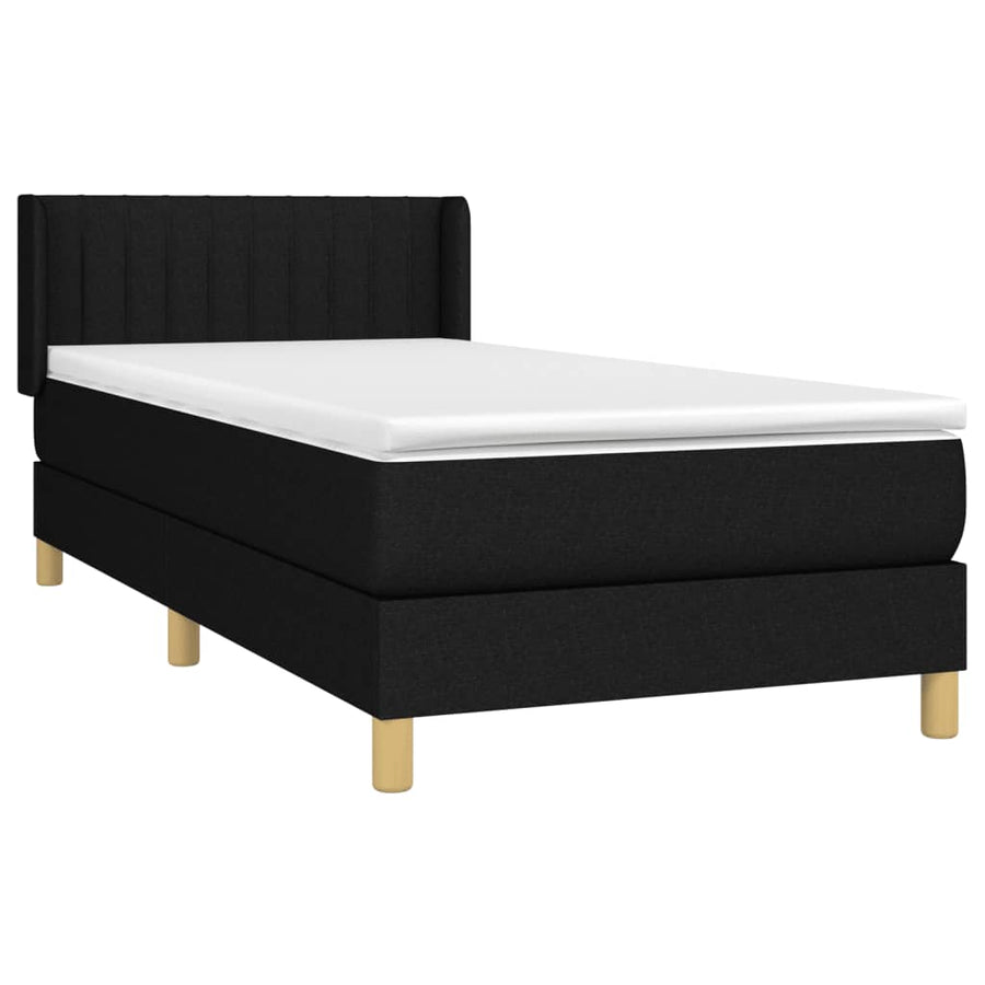 Boxspring Met Matras Stof Zwart 80 x 200 cm Verticale strepen