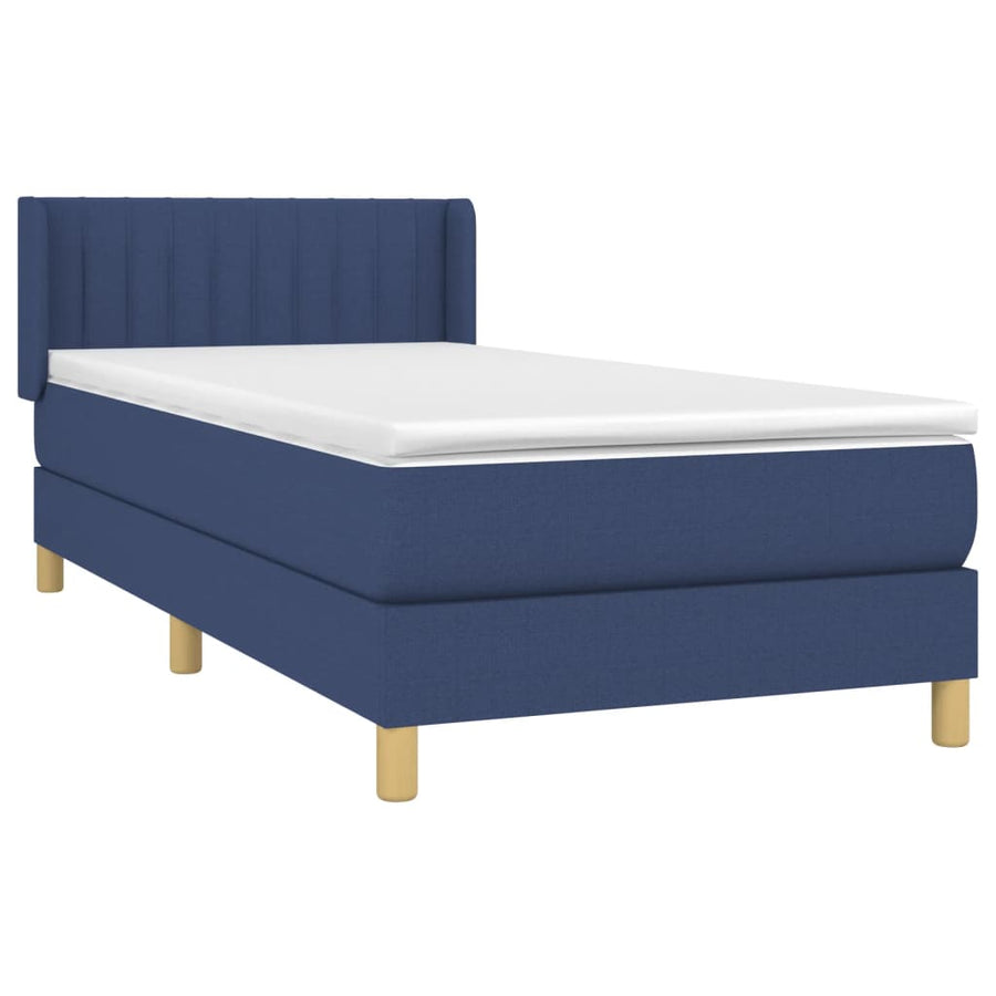 Boxspring Met Matras Stof Blauw 80 x 200 cm Verticale strepen