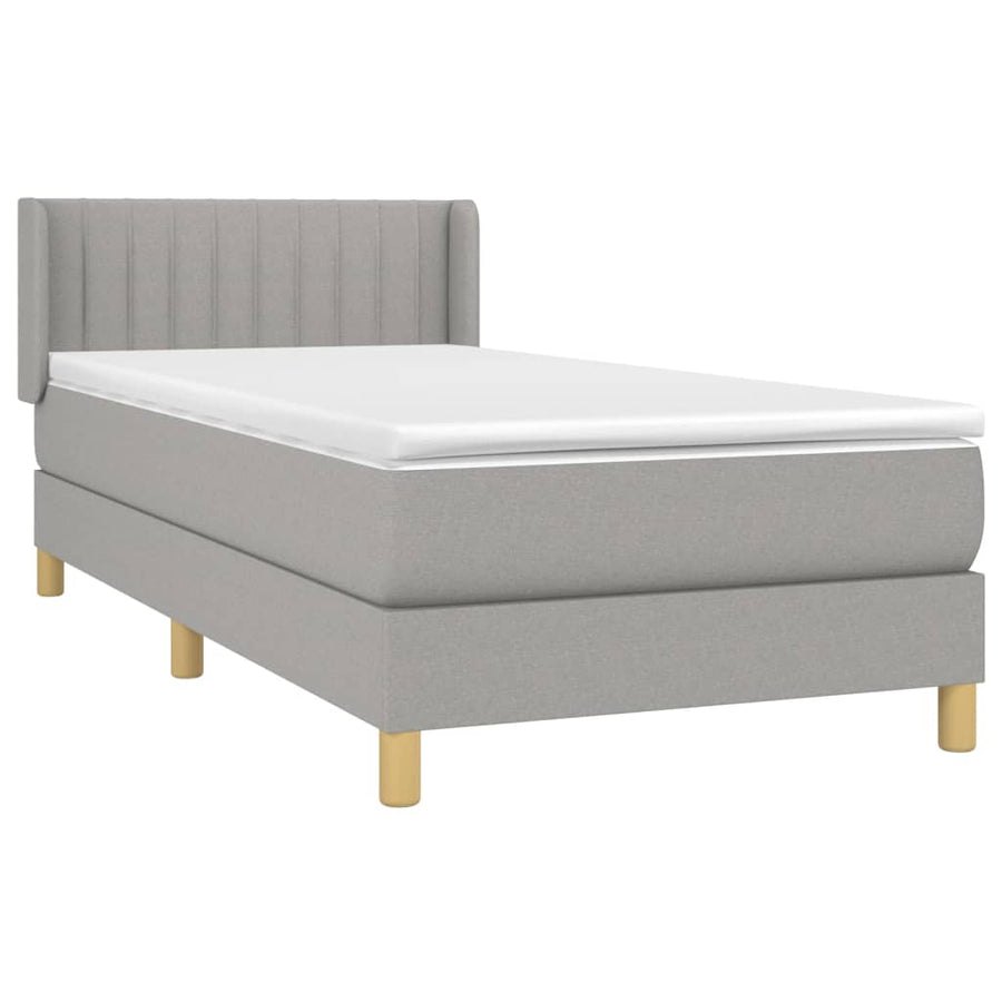 Boxspring Met Matras Stof Lichtgrijs 90 x 190 cm Verticale strepen