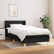 Box spring with black fabric mattress 90x190 cm