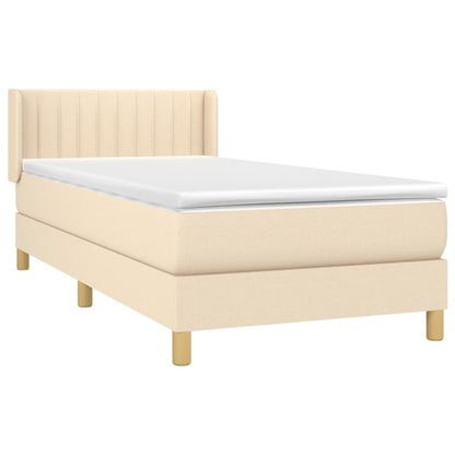 Boxspring met matras stof crèmekleurig 90x190 cm 90 x 190 cm Crème