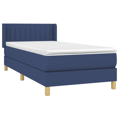 Boxspring Met Matras Stof Blauw 90 x 190 cm Verticale strepen