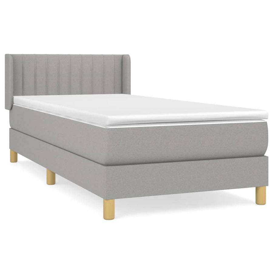 Boxspring Met Matras Stof Lichtgrijs 90 x 200 cm Verticale strepen