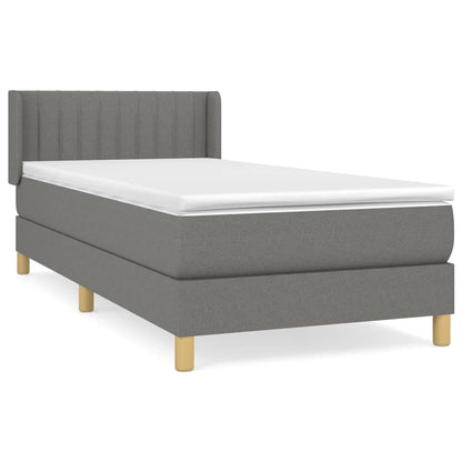 Boxspring Met Matras Stof Donkergrijs 90 x 200 cm Verticale strepen