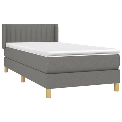 Boxspring Met Matras Stof Donkergrijs 90 x 200 cm Verticale strepen