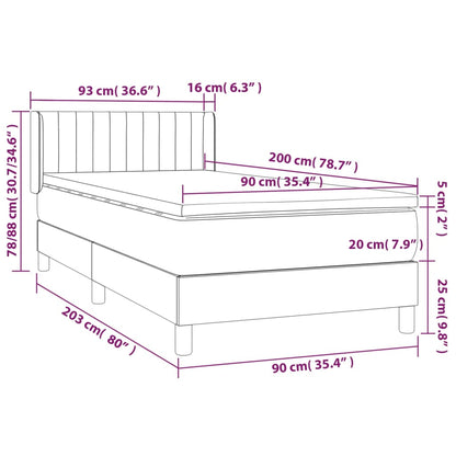 Boxspring Met Matras Stof Donkerbruin 90 x 200 cm Verticale strepen