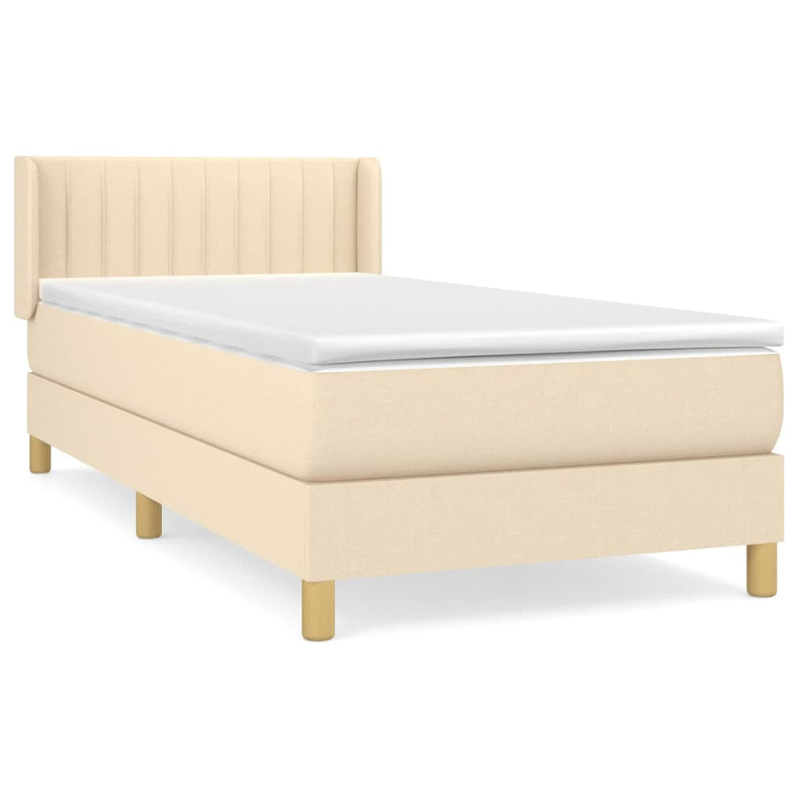 Boxspring Met Matras Stof Kleurig Crème 90 x 200 cm Verticale strepen