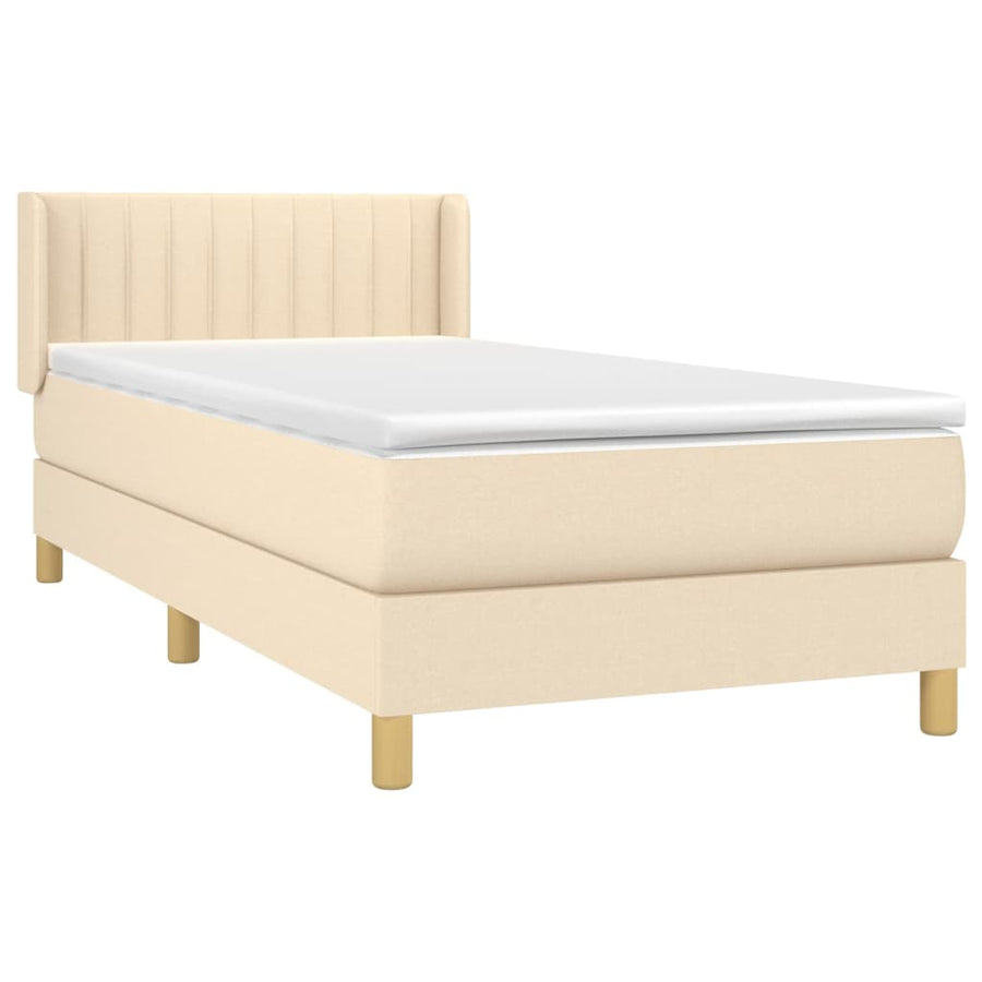 Boxspring Met Matras Stof Kleurig Crème 90 x 200 cm Verticale strepen