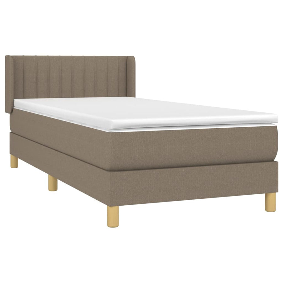 Boxspring Met Matras Stof Taupe 100 x 200 cm Verticale strepen