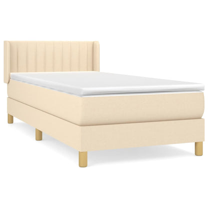 Boxspring met matras stof crèmekleurig 100x200 cm 100 x 200 cm Crème