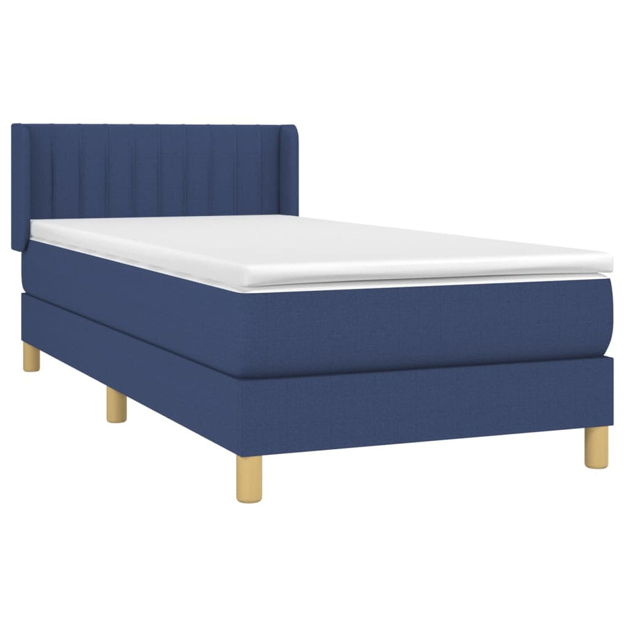 Boxspring Met Matras Stof Blauw 100 x 200 cm Verticale strepen
