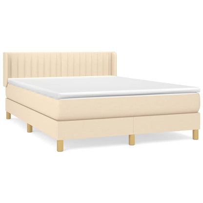 Boxspring met matras stof crèmekleurig 140x190 cm 140 x 190 cm Verticale strepen
