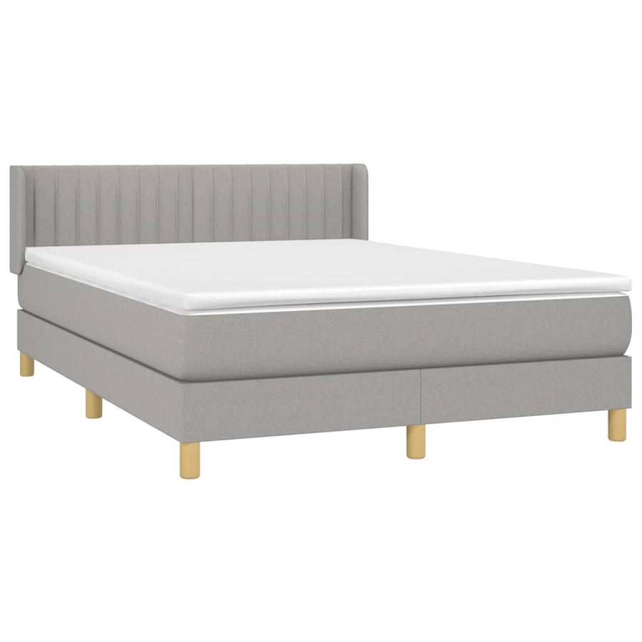 Boxspring Met Matras Stof Lichtgrijs 140 x 200 cm Verticale strepen