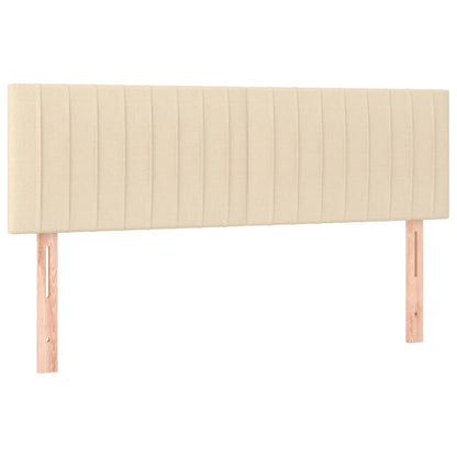 Boxspring met matras stof crèmekleurig 140x200 cm 140 x 200 cm Verticale strepen